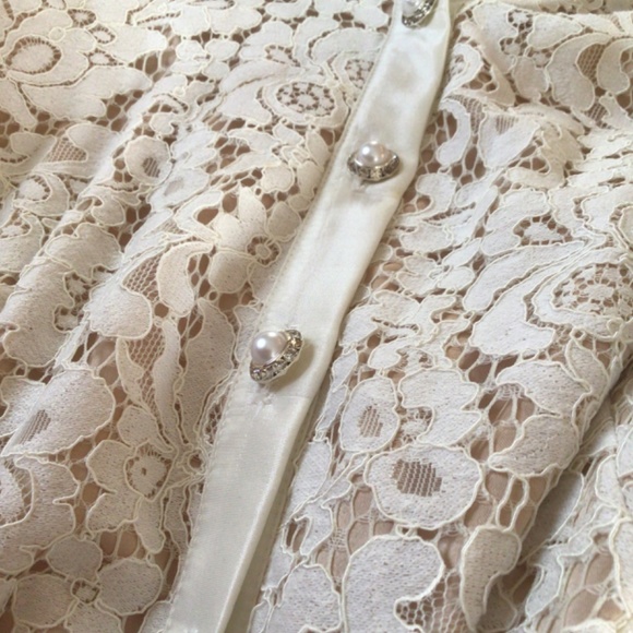 For Nordstrom by Eliza J Cream Lace Dress nude satin lining sz 2 - Picture 13 of 13